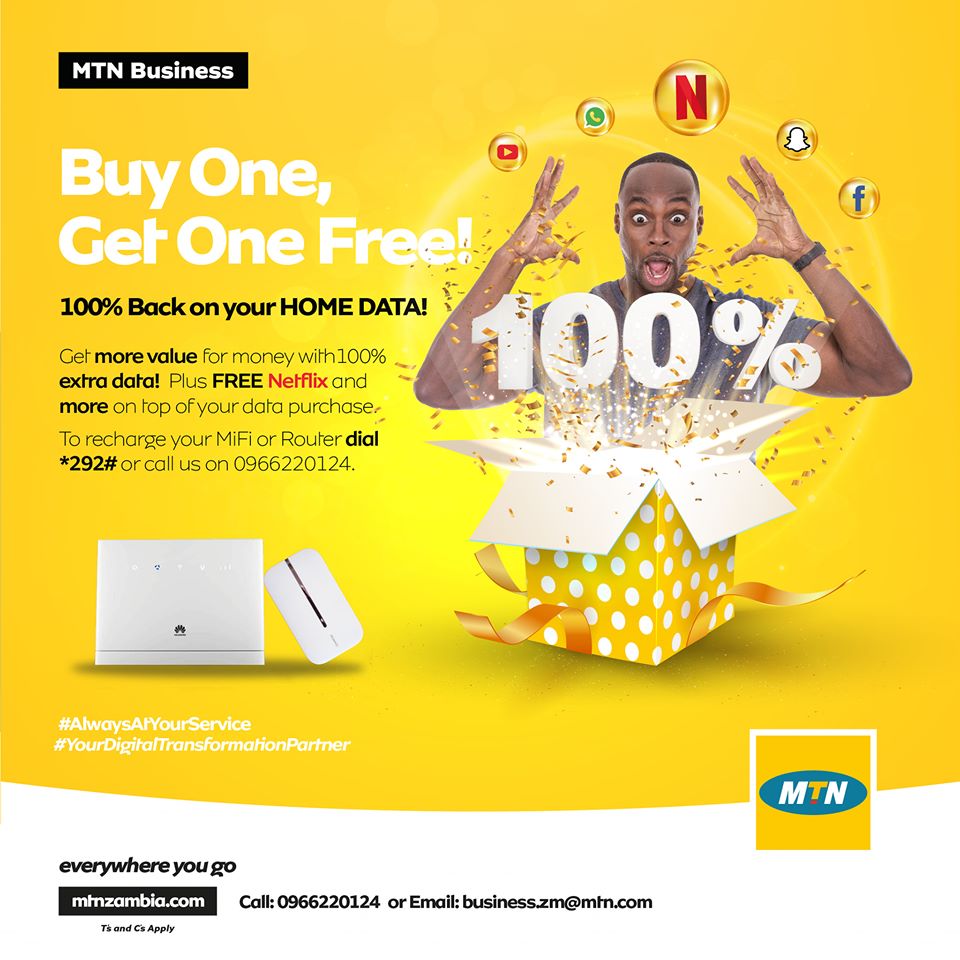 MTN Zambia Launches 100% Back Promo On Home And Mifi Data Bundle Recharge